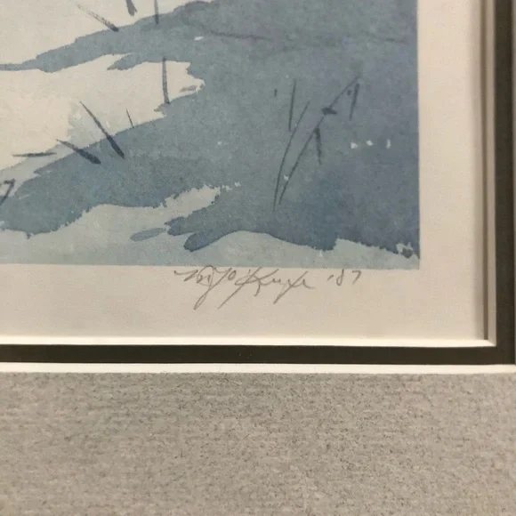 Winter Landscape Framed Artwork Signed - Picture 4 of 16